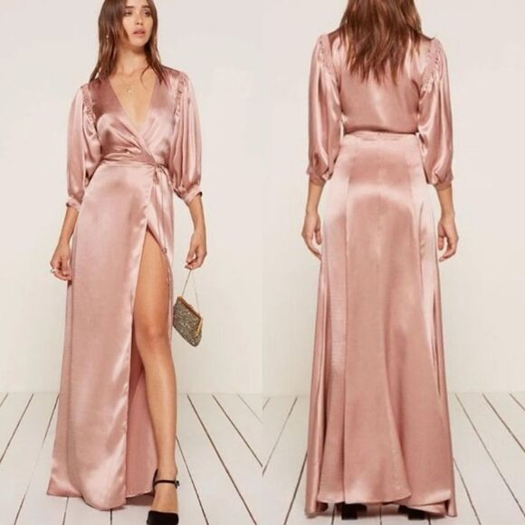 Reformation Dresses & Skirts - Reformation Olivine Maxi Long Pink Dress Wrapped Size S